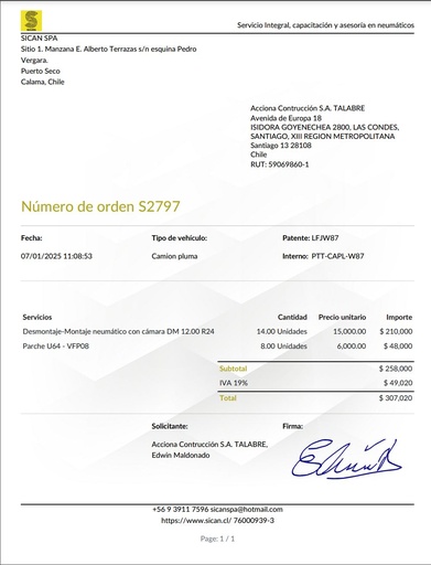 Diligenciamiento Ordenes de Servicio